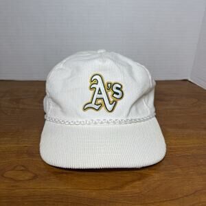 Vintage Oakland A's Athletics Corduroy Zipback Hat, Cap w/ Rope, MLB - AmaPro
